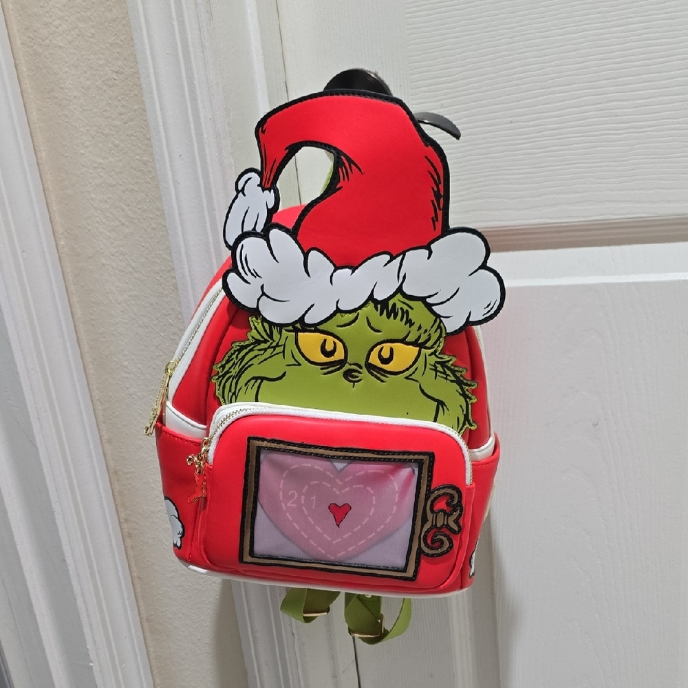 Loungefly Red and Green Grinch Backpack
